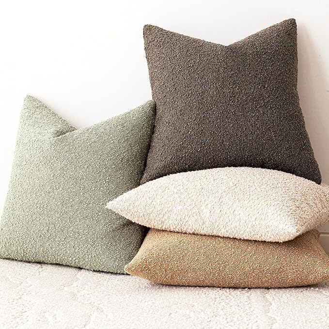 Foindtower Pack of 2 Textured Boucle Throw Pillow Covers Accent Solid Pillow - Image 6