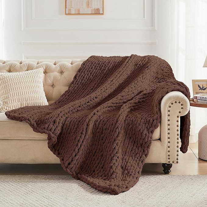 Carriediosa Chunky Knit Throw Blanket 50" X 60", 100% Hand Made Large Chenille - Image 6