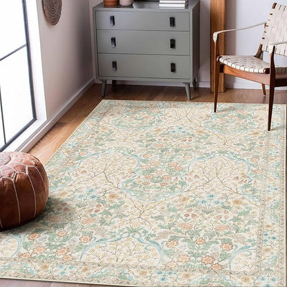 MUJOO 3x5 Rug Washable, Floral Area Rug - Image 4