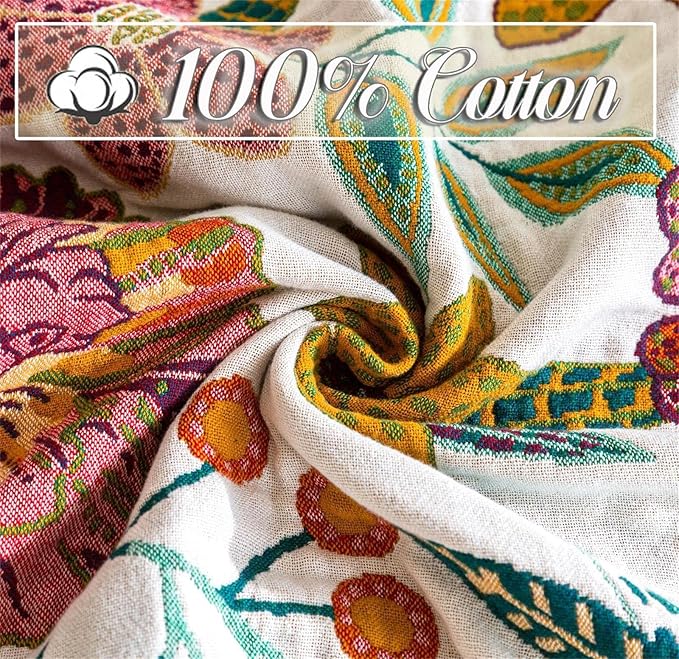Fall Throw Blanket for Couch Bed Chair, 100% Cotton Muslin Breathable Woven - Image 5