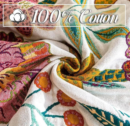Fall Throw Blanket for Couch Bed Chair, 100% Cotton Muslin Breathable Woven - Image 5