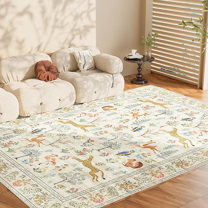 DUKINO 5x7 Rug, Washable Animal Living Room Rug - Image 8