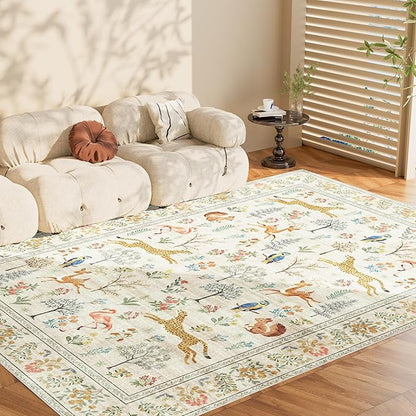 DUKINO 5x7 Rug, Washable Animal Living Room Rug - Image 8