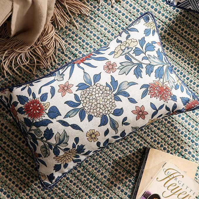 patdrea Designer Floral Linen Throw Pillow Covers - Image 3