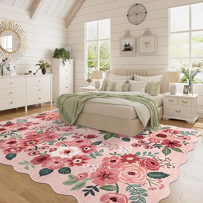 DUKINO 6x9 Area Rug, Floral Washable Rugs - Image 3