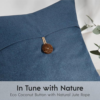 Phantoscope Pack of 2 Farmhouse Throw Pillow Covers Button Vintage Linen - Image 2