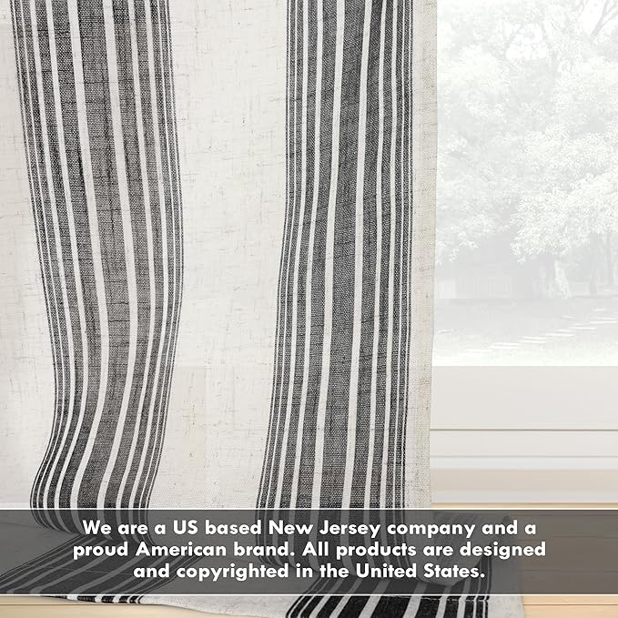 DriftAway Farmhouse Vertical Striped Linen Blend Textured Light Filtering Semi - Image 5