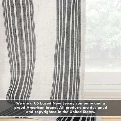 DriftAway Farmhouse Vertical Striped Linen Blend Textured Light Filtering Semi - Image 5