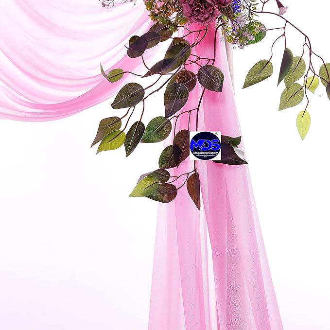 MDS Halloween Chiffon Draping Fabric - 2 Panel, 30" Wide x 30ft Long - Sheer Spooky Arbor & Canopy Drapery for Haunted House Backdrops, Party Ceilings, DIY Costumes & Themed Events - Bubblegum Pink (Pack of 2)