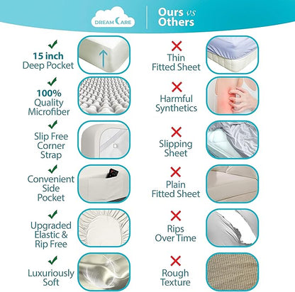 DREAMCARE Twin XL Sheet Sets – 3pcs Cooling Sheets – up to 15” Deep Pocket Twin - Image 2