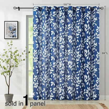 Royal Blue Semi Sheer Curtains for Sliding Glass Door 100"x 84" Extra Wide - Image 6