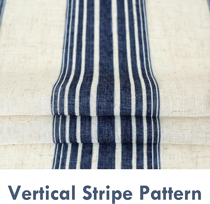 DriftAway Farmhouse Vertical Striped Linen Blend Textured Light Filtering Semi - Image 3
