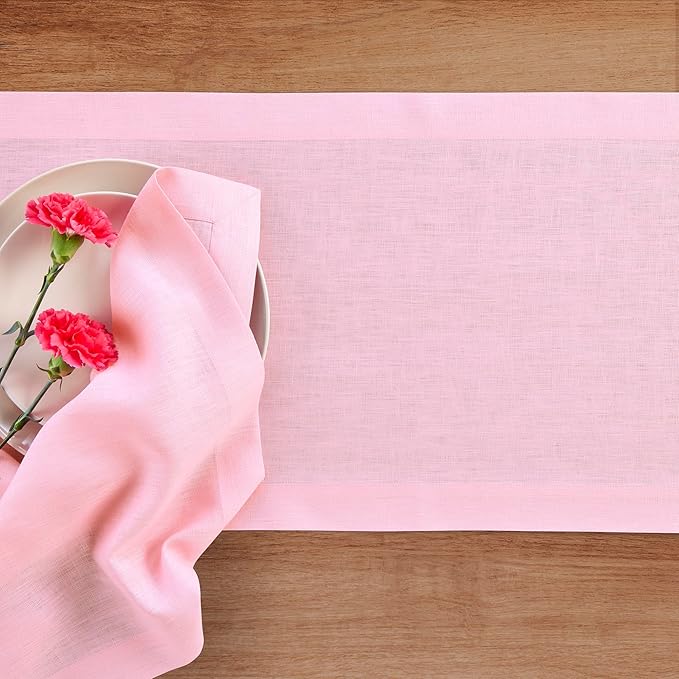 Solino Home Linen Pink Lemonade Table Runner 108 Inches Long - Image 3