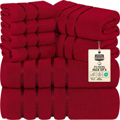 utopia towels 8-piece luxury towel set, 2 bath shown in use
