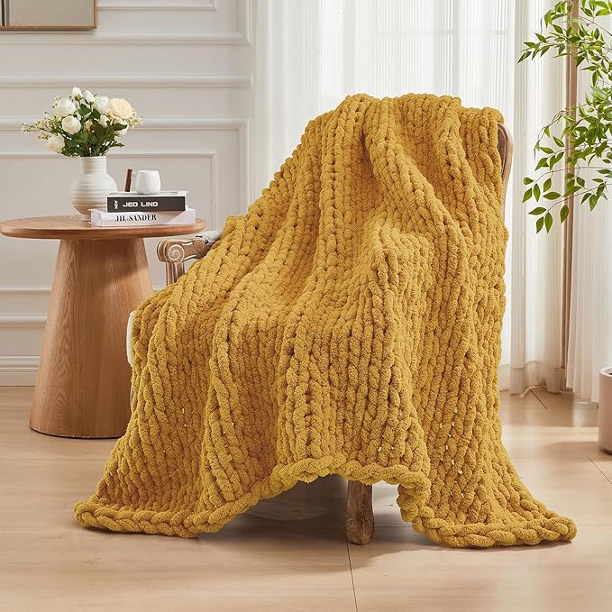 Carriediosa Chunky Knit Throw Blanket 60" X 80" Twin, 100% Hand Made Large - Image 8