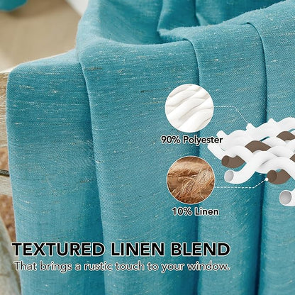 Deconovo Linen-Feel Sheer Curtains, 2 Panels, Grommet Top, Sustainable - Image 2