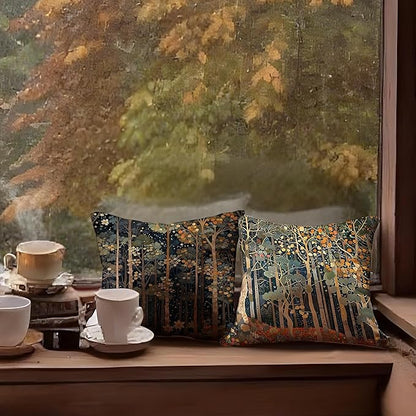 Rustic William Morris Inspired Autumn Forest Decor Throw Pillow Covers 18x18 - Image 5