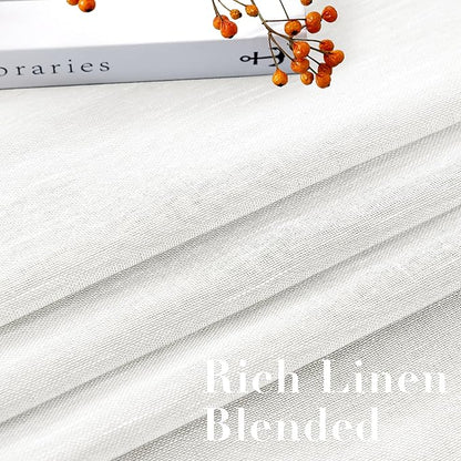 H.VERSAILTEX White Linen Curtains Flax Linen Blended Curtain Panels - Image 4