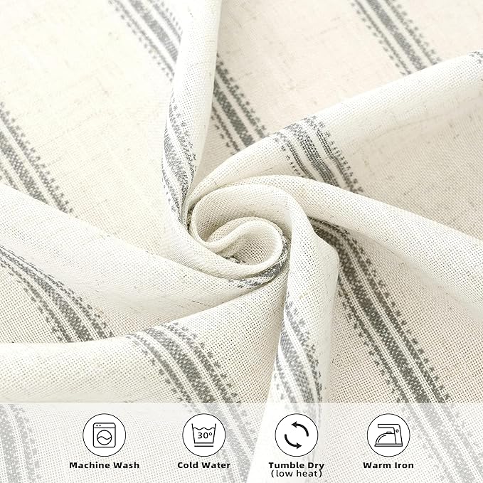 DriftAway Farmhouse Vertical Striped Linen Blend Textured Light Filtering Semi - Image 6