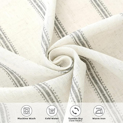 DriftAway Farmhouse Vertical Striped Linen Blend Textured Light Filtering Semi - Image 6