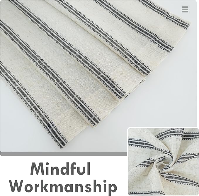 DriftAway Farmhouse Vertical Striped Linen Blend Textured Light Filtering Semi - Image 4