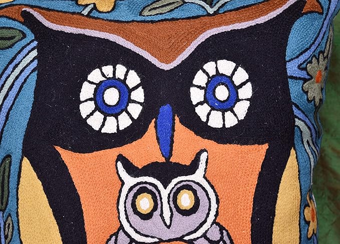 Nestling Owl Pillow Cover | Colorful Owls Pillows | Modern Owl Cushion | Owl - Image 2
