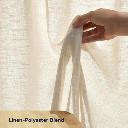 AIRLAKE Linen Blend Tier Curtains, 26 x 36 inches, Boho Farmhouse Rustic Style - Image 4