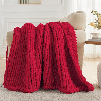 Carriediosa Chunky Knit Throw Blanket 60" X 80" Twin, 100% Hand Made Large - Image 5