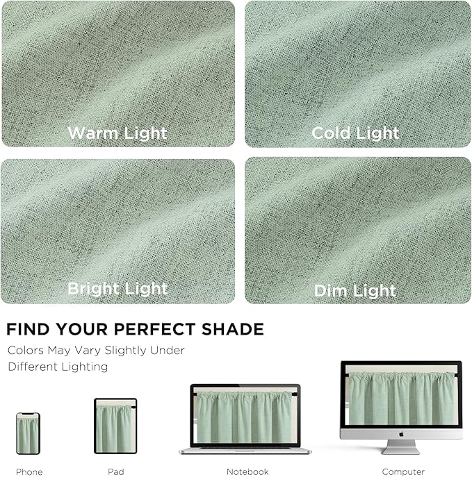 CUCRAF Linen 100% Blackout Curtains 63 Inch Length 2 Panels Set, Back Tab and - Image 4