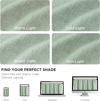 CUCRAF Linen 100% Blackout Curtains 63 Inch Length 2 Panels Set, Back Tab and - Image 4