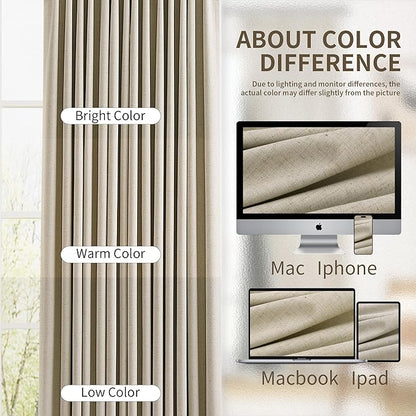 Joywell Pinch Pleated Linen 100% Blackout Curtains 96 Inches Long 2 Panels Set - Image 9