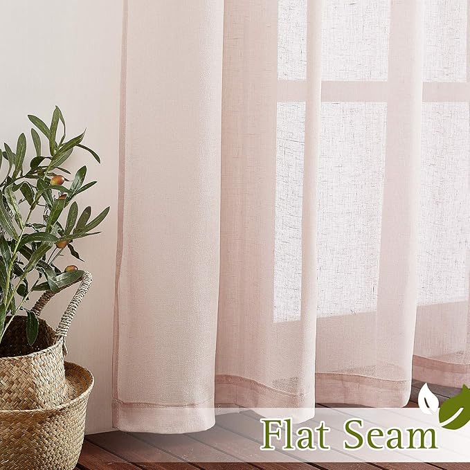 NICETOWN Linen Textured Semi Sheer Bedroom Curtains - Image 6