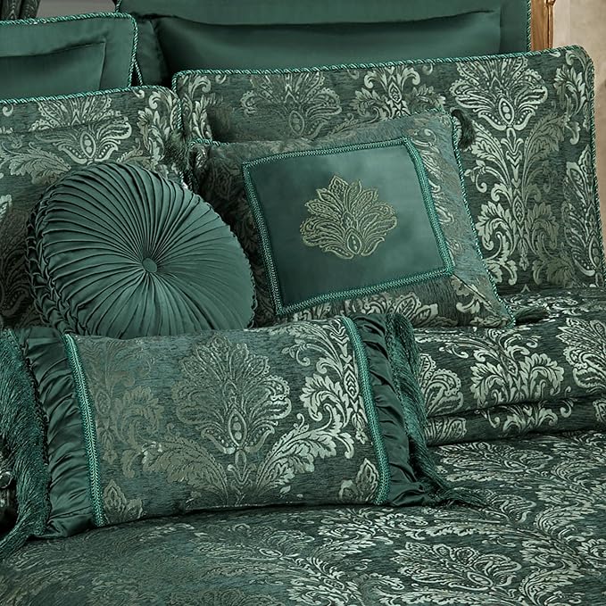 Touch of Class Camelot Luxury Bedding | Emerald Green | Matte Satin Damask on - Image 3