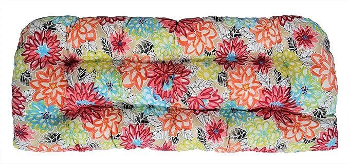 RSH DECOR: Tufted Wicker Loveseat Cushion | 41” x 19" | All-Weather Spun Fabric by RSHDECOR