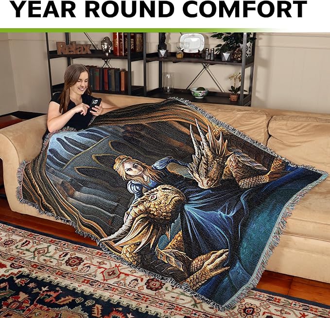 Pure Country Weavers Fierce Loyalty Dragons Woven Blanket by Anne Stokes - Image 3