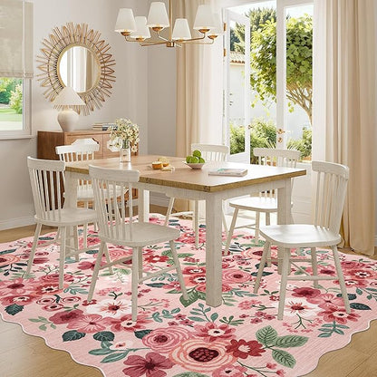 DUKINO 8x10 Area Rug, Floral Washable Rugs - Image 8