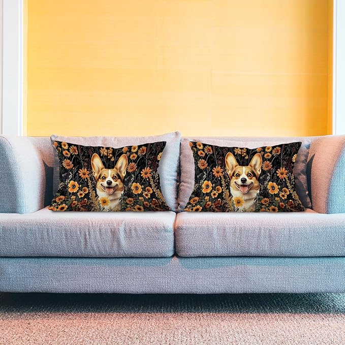 Moody Floral Corgi Pillow Covers 12x20 Set of 2, Gifts - Image 3