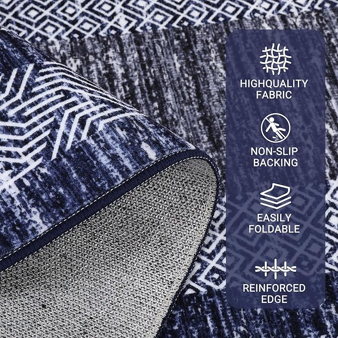 GarveeHome Modern Geometric Area Rug 5x7 Distressed Bordered Rug Washable Non - Image 3