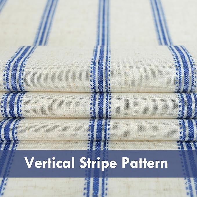 DriftAway Farmhouse Vertical Striped Linen Blend Textured Light Filtering Semi - Image 5