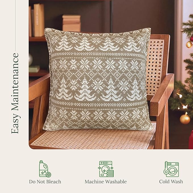 SanVia Olive Fern Premium Cotton Throw Pillow Covers, 20 x 20 Inches, Luxury - Image 6