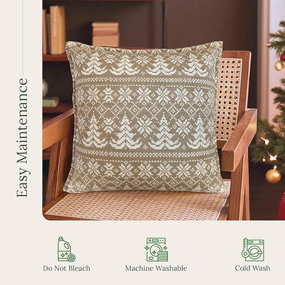 SanVia Olive Fern Premium Cotton Throw Pillow Covers, 20 x 20 Inches, Luxury - Image 6