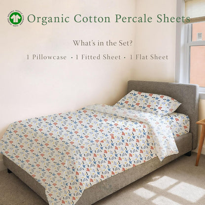 threadmill organic cotton twin xl sheet set, percale, close-up detail