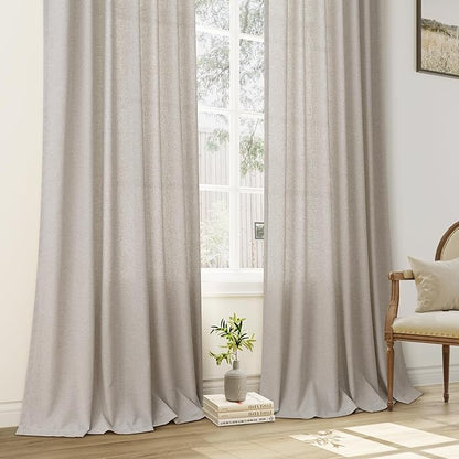 Apricot Pinch Pleat Linen Curtains 63 Inch Length 2 Panels Set - Image 7