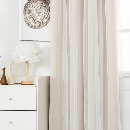 inlinas blackout curtains with sheer overlay, beige, 52x84 showing dimensions