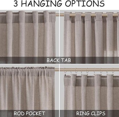 Brownish Grey Linen Curtains 120 Inch Extra Long - Image 2