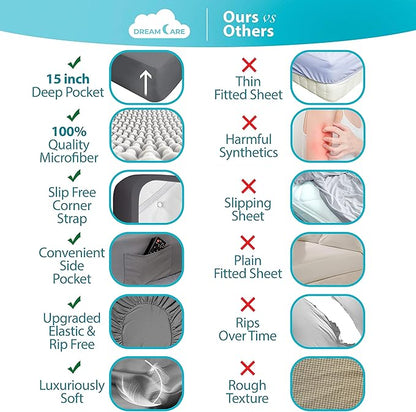 DREAMCARE Twin XL Sheet Sets – 3pcs Cooling Sheets – up to 15” Deep Pocket Twin - Image 2