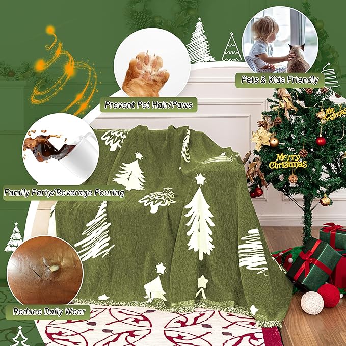 MYSKY HOME 71"X102" Chair Christmas Couch Cover, Sectional Sofa Covers Sofa - Image 2
