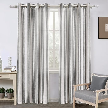 DriftAway Farmhouse Vertical Striped Linen Blend Textured Light Filtering Semi by DriftAway