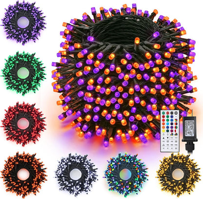 Toodour Halloween Lights RGB String Light, 131ft 350LED Orange Purple Light