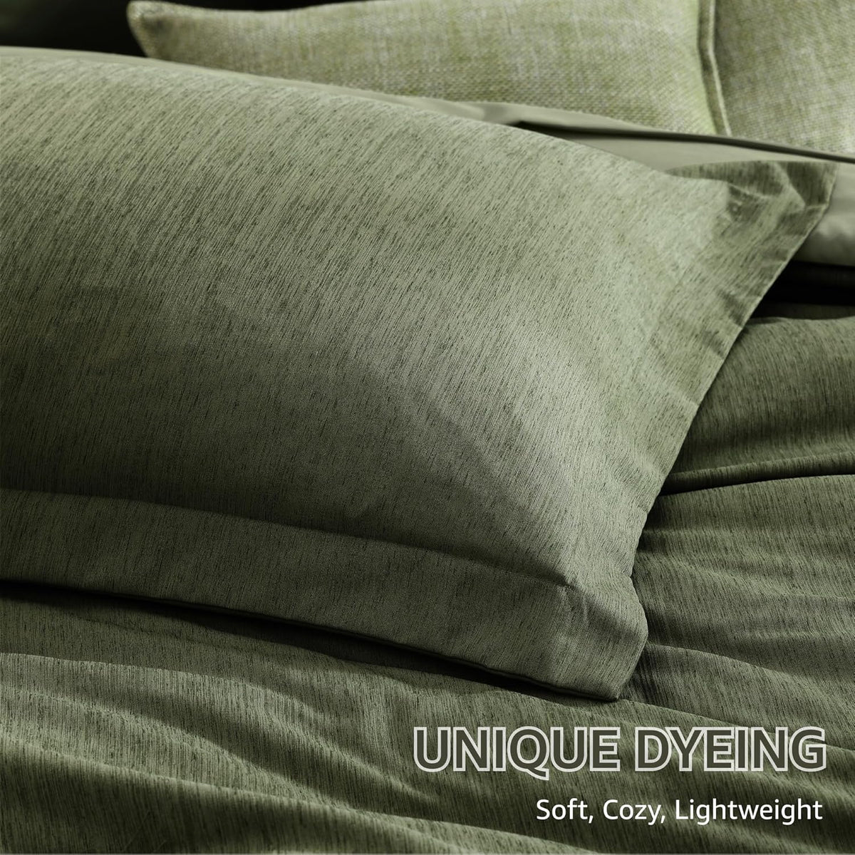 monbix king size comforter set olive green 7 on a desk or shelf